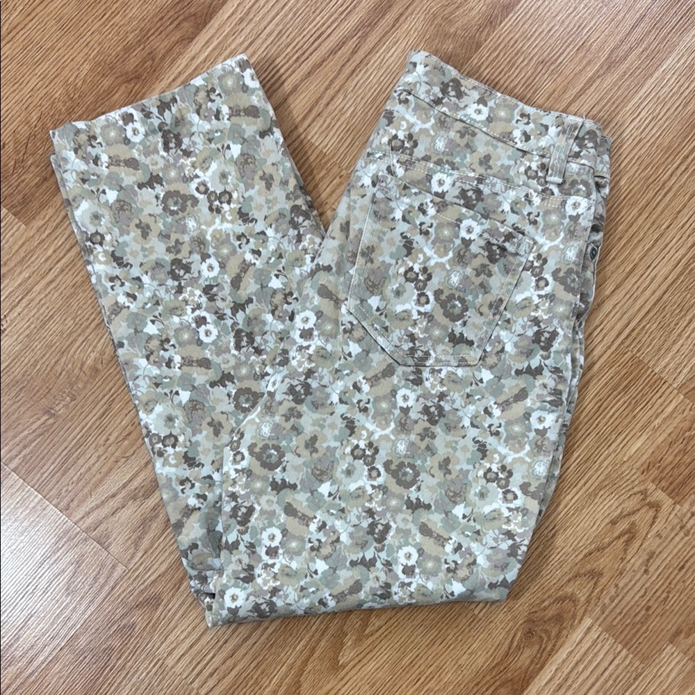 Gloria Vanderbilt Floral Ankle Jeans - Brown and Cream Cotton Blend Size 8